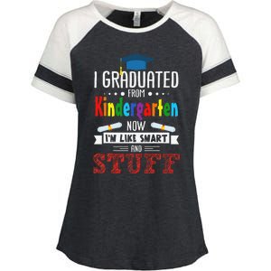 I Graduated Kindergarten I'm Smart Funny Graduating Student Enza Ladies Jersey Colorblock Tee