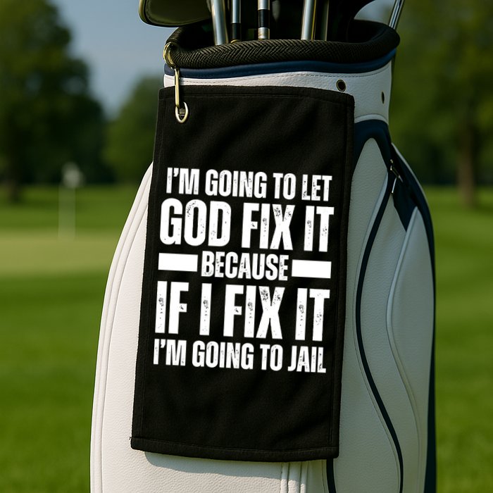 Im Gonna Let God Fix It Because If I Fix It Im Going To Jail Golf Towel