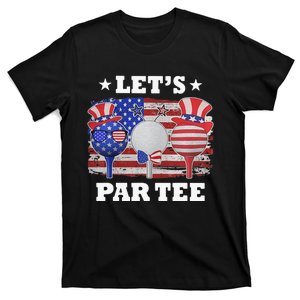 Independence Golf Lets Par Tee American Flag Golf 4th July T-Shirt