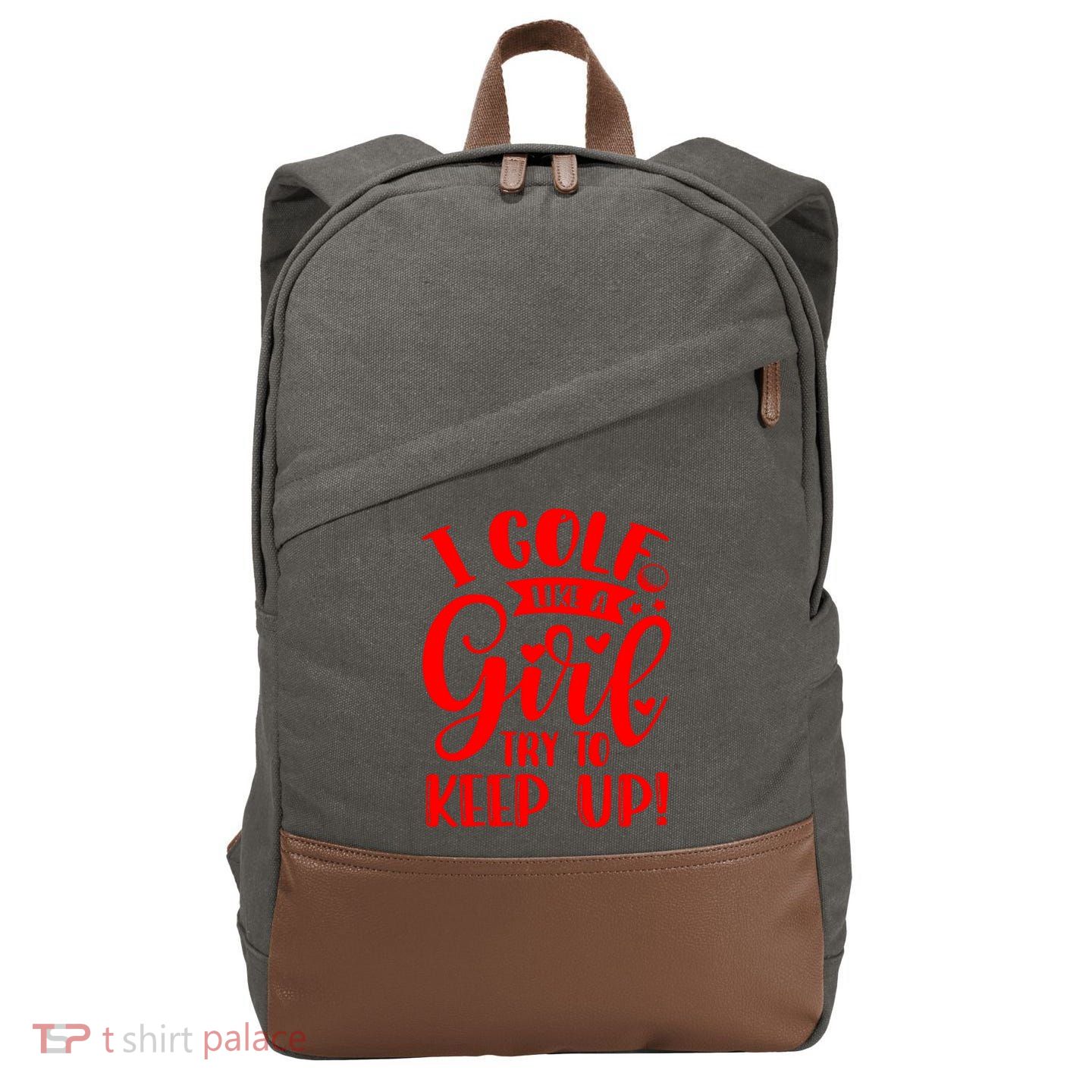 I Golf Like A Mom Try To Keep Up Gift For Mother's Day Cotton Canvas Backpack