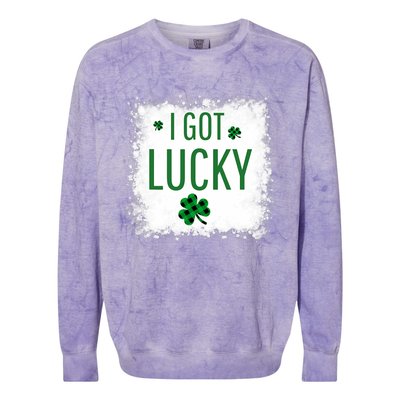 I Got Lucky I Got Pregnant Pregnancy Announcement Couple Colorblast Crewneck Sweatshirt