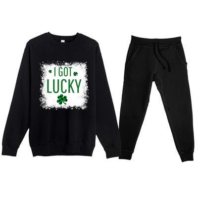 I Got Lucky I Got Pregnant Pregnancy Announcement Couple Premium Crewneck Sweatsuit Set