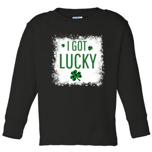 I Got Lucky I Got Pregnant Pregnancy Announcement Couple Toddler Long Sleeve Shirt