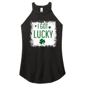 I Got Lucky I Got Pregnant Pregnancy Announcement Couple Women's Perfect Tri Rocker Tank