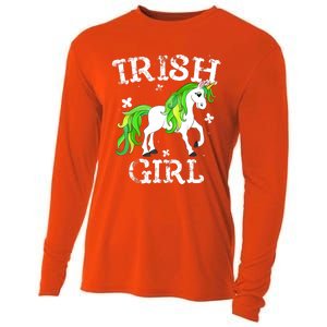 Irish Girl Leprechaun Unicorn St Patricks Day Cooling Performance Long Sleeve Crew