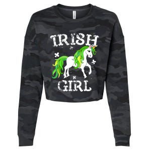 Irish Girl Leprechaun Unicorn St Patricks Day Cropped Pullover Crew