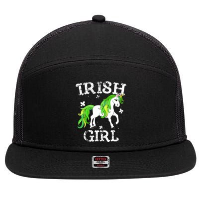 Irish Girl Leprechaun Unicorn St Patricks Day 7 Panel Mesh Trucker Snapback Hat