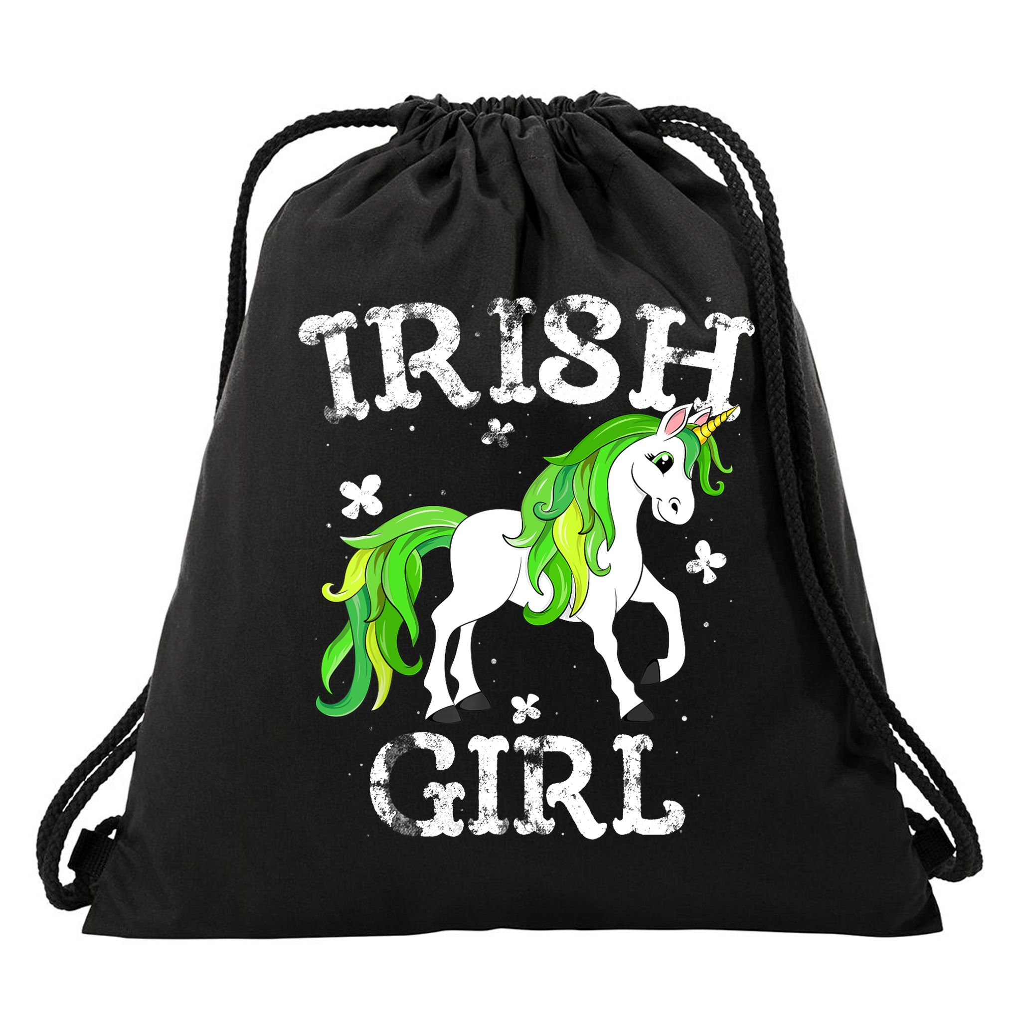 Irish Girl Leprechaun Unicorn St Patricks Day Drawstring Bag