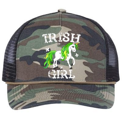 Irish Girl Leprechaun Unicorn St Patricks Day Retro Rope Trucker Hat Cap