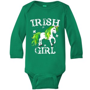 Irish Girl Leprechaun Unicorn St Patricks Day Baby Long Sleeve Bodysuit