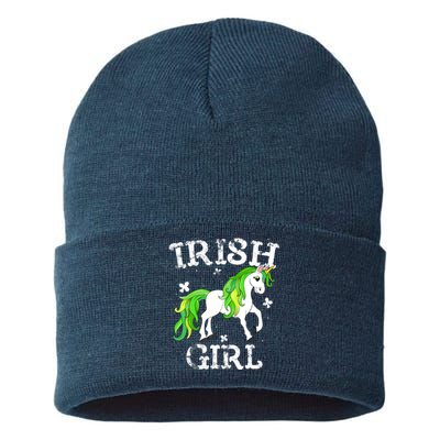 Irish Girl Leprechaun Unicorn St Patricks Day Sustainable Knit Beanie