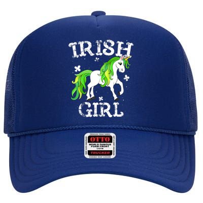 Irish Girl Leprechaun Unicorn St Patricks Day High Crown Mesh Back Trucker Hat