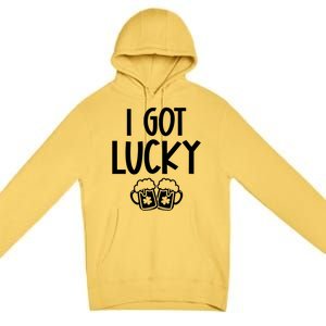 I Got Lucky Green Beer Irish Shamrocks St Patricks Ing Gift Premium Pullover Hoodie