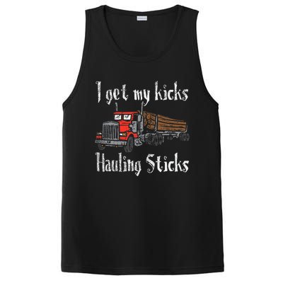 I Get My Kicks Hauling Sticks Log Truck Driver Hauler PosiCharge Competitor Tank