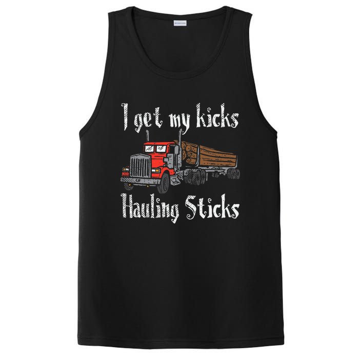 I Get My Kicks Hauling Sticks Log Truck Driver Hauler PosiCharge Competitor Tank