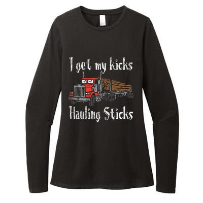 I Get My Kicks Hauling Sticks Log Truck Driver Hauler Womens CVC Long Sleeve Shirt