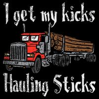 I Get My Kicks Hauling Sticks Log Truck Driver Hauler Cropped Pullover Crew
