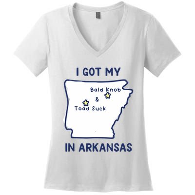 I Got My Bald Knob Toad Suck In Arkansas Women's V-Neck T-Shirt