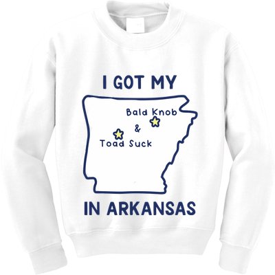 I Got My Bald Knob Toad Suck In Arkansas Kids Sweatshirt