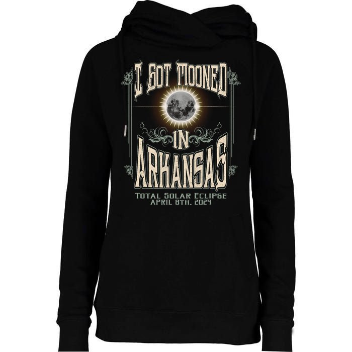 I Got Mooned In Arkansas Total Solar Eclipse 2024 Womens Funnel Neck Pullover Hood