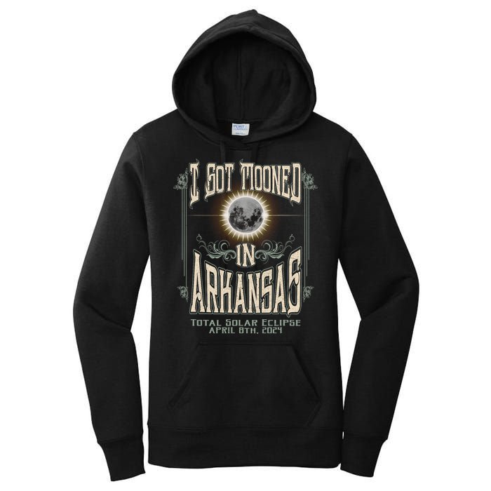 I Got Mooned In Arkansas Total Solar Eclipse 2024 Women's Pullover Hoodie