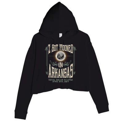 I Got Mooned In Arkansas Total Solar Eclipse 2024 Crop Fleece Hoodie