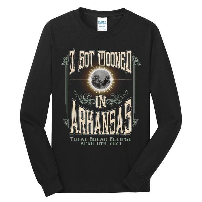 I Got Mooned In Arkansas Total Solar Eclipse 2024 Tall Long Sleeve T-Shirt