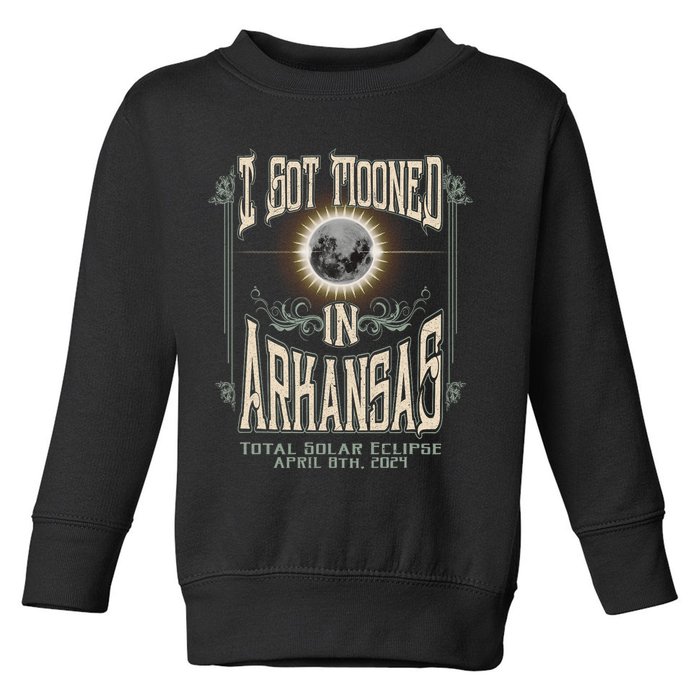 I Got Mooned In Arkansas Total Solar Eclipse 2024 Toddler Sweatshirt