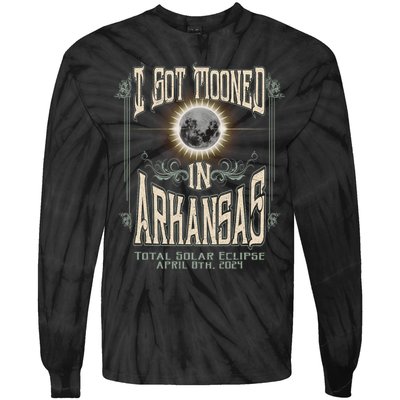 I Got Mooned In Arkansas Total Solar Eclipse 2024 Tie-Dye Long Sleeve Shirt