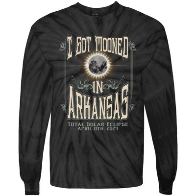 I Got Mooned In Arkansas Total Solar Eclipse 2024 Tie-Dye Long Sleeve Shirt