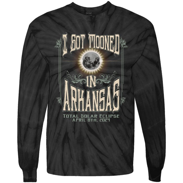 I Got Mooned In Arkansas Total Solar Eclipse 2024 Tie-Dye Long Sleeve Shirt