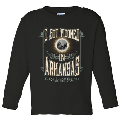 I Got Mooned In Arkansas Total Solar Eclipse 2024 Toddler Long Sleeve Shirt