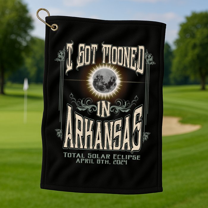 I Got Mooned In Arkansas Total Solar Eclipse 2024 Golf Towel