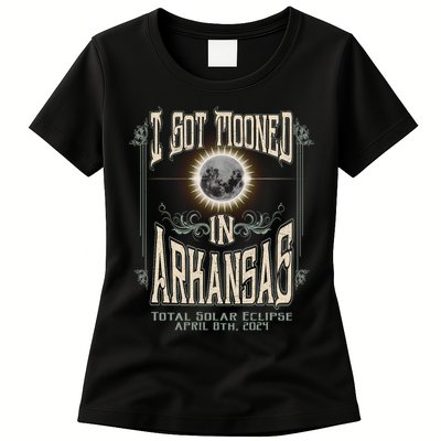 I Got Mooned In Arkansas Total Solar Eclipse 2024 Womens T-Shirt