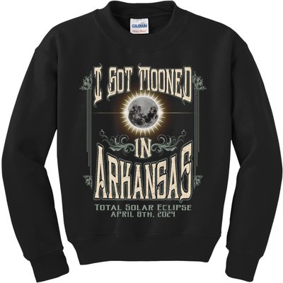I Got Mooned In Arkansas Total Solar Eclipse 2024 Kids Sweatshirt