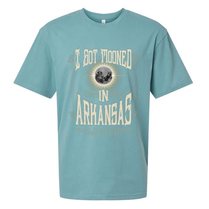 I Got Mooned In Arkansas Total Solar Eclipse 2024 Sueded Cloud Jersey T-Shirt