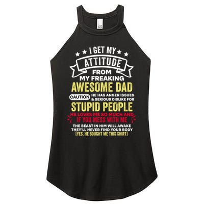 i get my attitude from my dad Women's Perfect Tri Rocker Tank