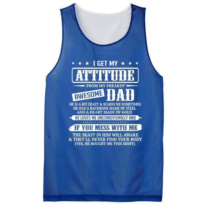 I Get My Attitude From My Freaking Awesome Dad Father's Day Funny Gift Mesh Reversible Basketball Jersey Tank