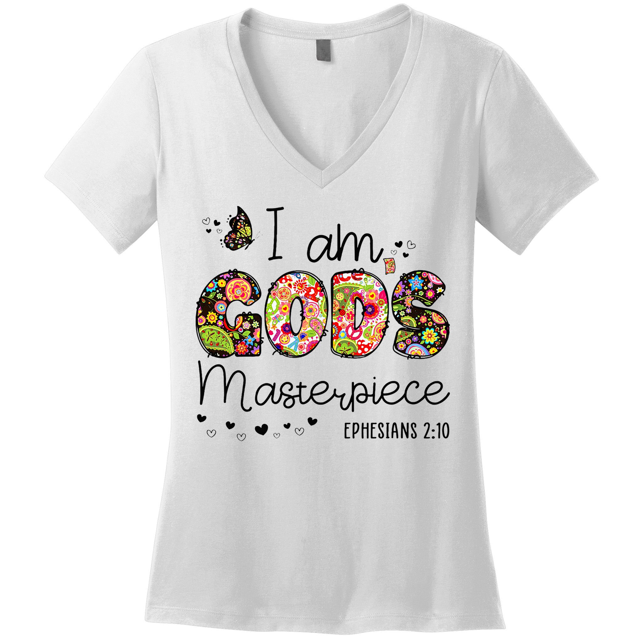 I’M GodS Masterpiece Christian Faith Bible Jesus God Prayer Women's V-Neck T-Shirt