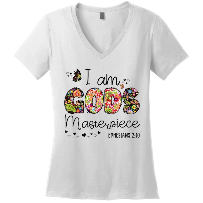 I’M GodS Masterpiece Christian Faith Bible Jesus God Prayer Women's V-Neck T-Shirt