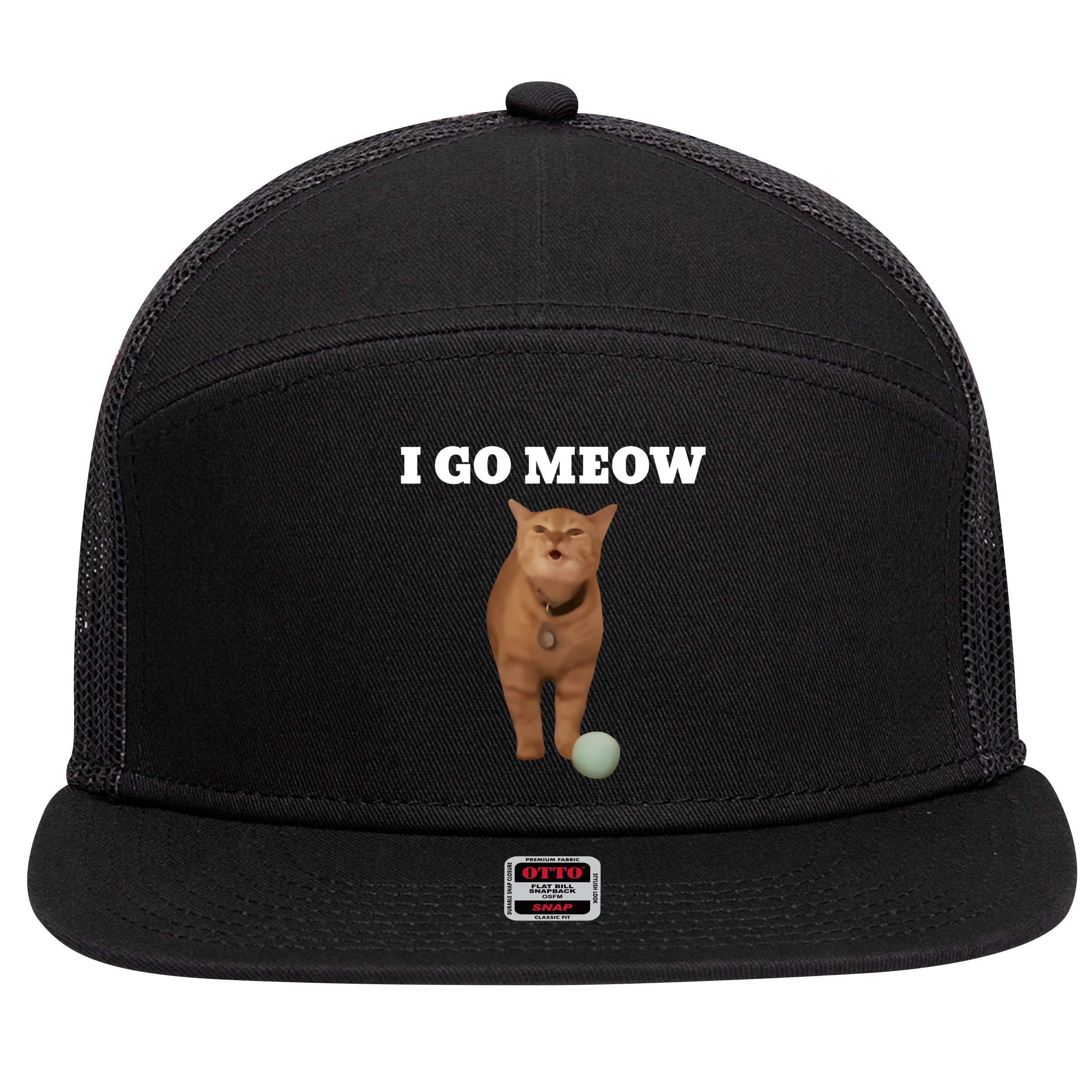 I Go Meow Cat Meme 7 Panel Mesh Trucker Snapback Hat