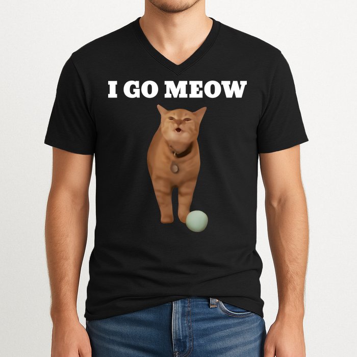 I Go Meow Cat Meme V-Neck T-Shirt