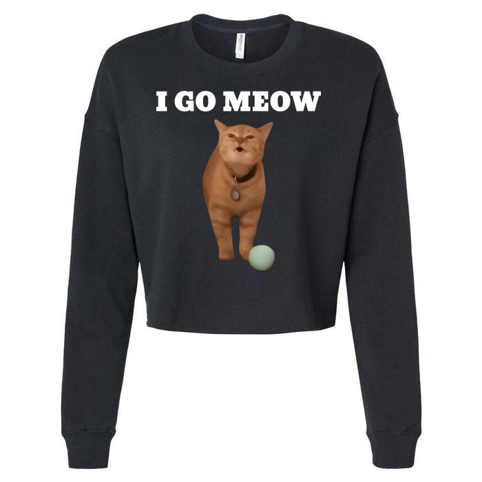 I Go Meow Cat Meme Cropped Pullover Crew