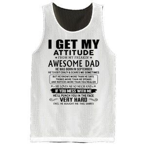 I Get My Attitude From My Freaking Awesome Dad September Mesh Reversible Basketball Jersey Tank