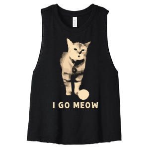 I Go Meow Cute Singing Cat Meme Women's Racerback Cropped Tank