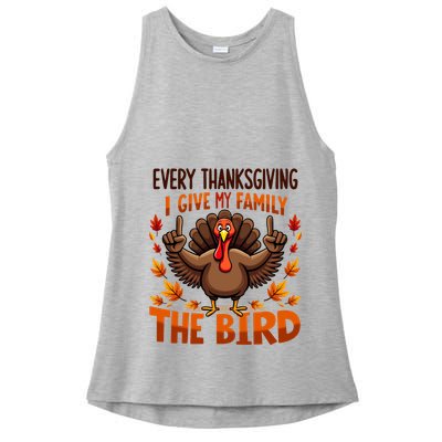 I Give My Family The Bird Thanksgiving Ladies PosiCharge Tri-Blend Wicking Tank