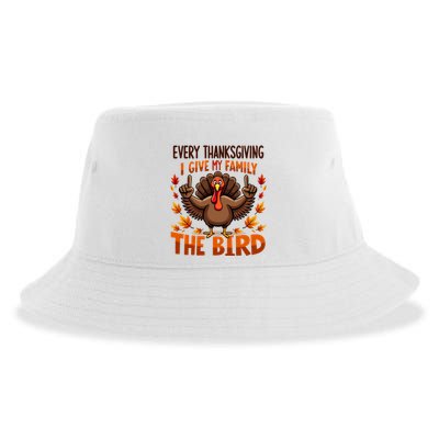 I Give My Family The Bird Thanksgiving Sustainable Bucket Hat