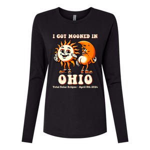 I Got Mooned In Ohio Total Solar Eclipse 2024 Womens Cotton Relaxed Long Sleeve T-Shirt