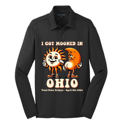 I Got Mooned In Ohio Total Solar Eclipse 2024 Silk Touch Performance Long Sleeve Polo