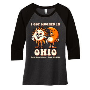 I Got Mooned In Ohio Total Solar Eclipse 2024 Women's Tri-Blend 3/4-Sleeve Raglan Shirt